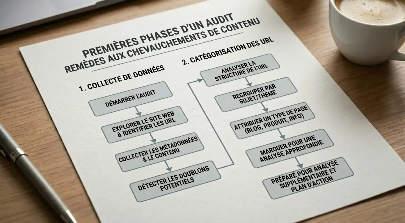 Infographie : organigramme détaillé des premières phases d'un processus, avec les étapes clés de démarrage.