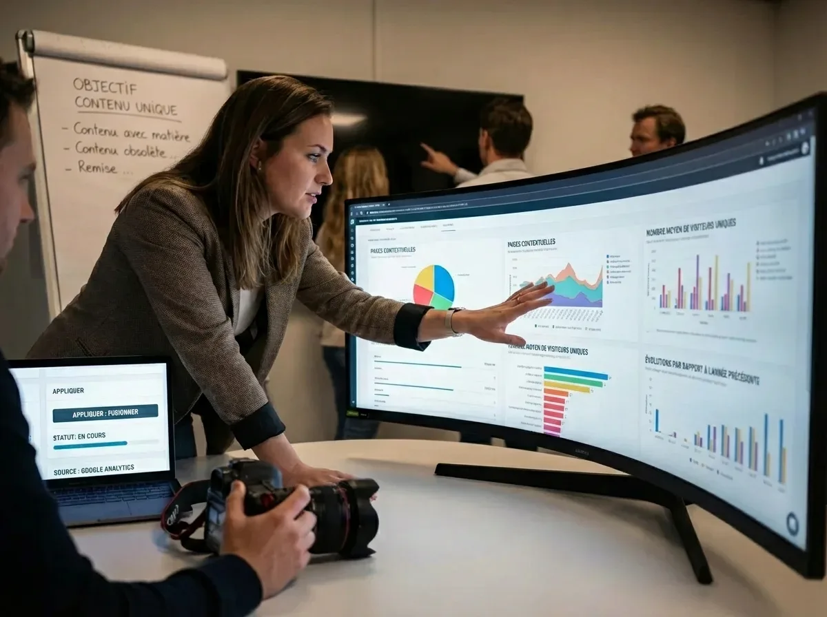 Équipe d'experts SEO élaborant une stratégie de référencement naturel efficace pour votre visibilité en ligne.