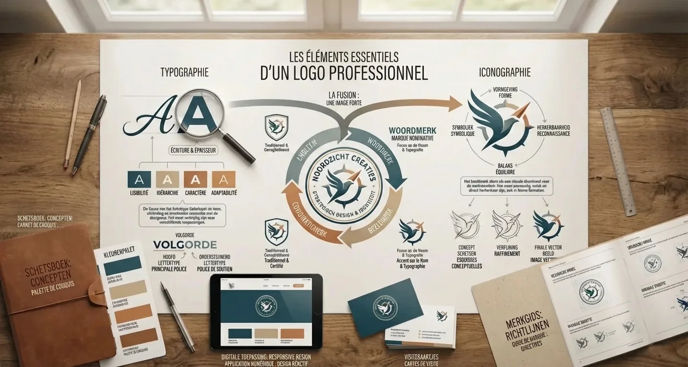 Infographie sur les fondamentaux d'un kit de marque : éléments clés pour une identité visuelle réussie.