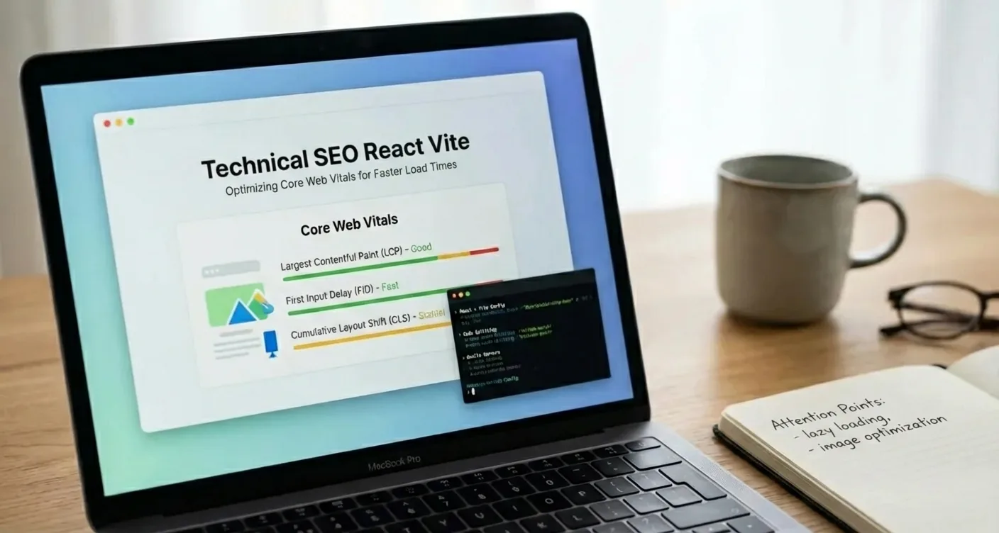 Technische SEO für React Vite: Core Web Vitals optimieren für schnellere Ladezeiten und bessere Performance.