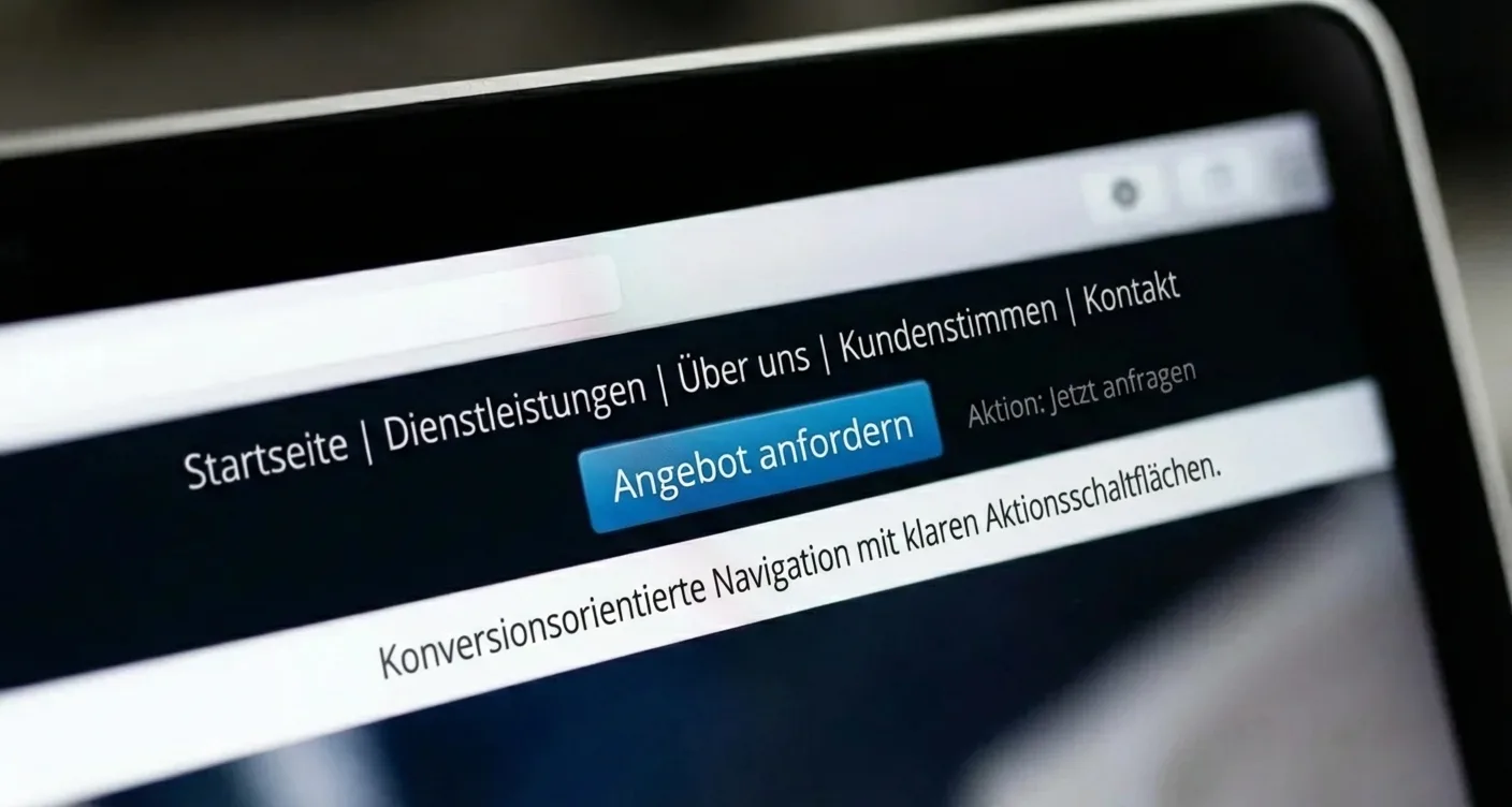 Klare Navigationsstruktur einer Unternehmenswebsite für höhere Conversions und professionelles Webdesign.