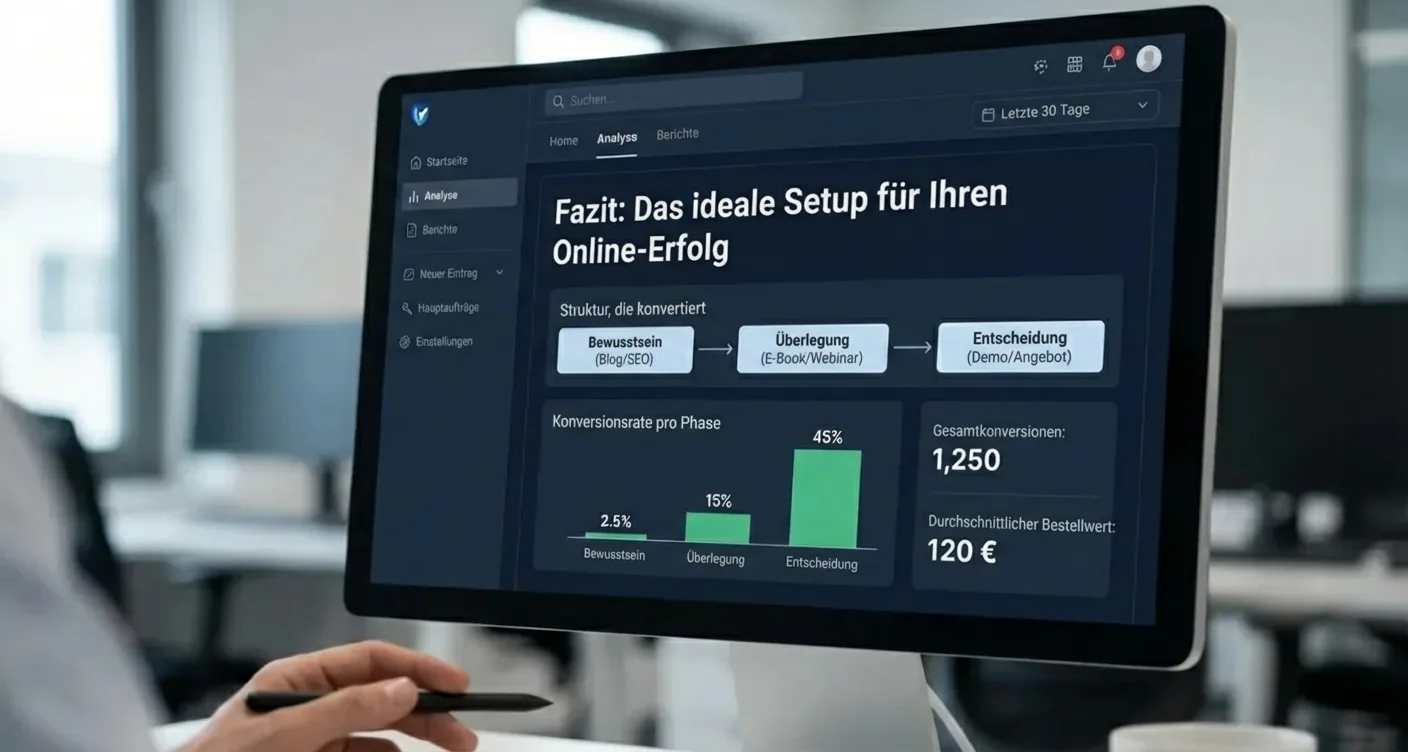 Professionelles Analyse-Dashboard zeigt conversion-optimierte Struktur für mehr Online-Erfolg und Kundenbindung.