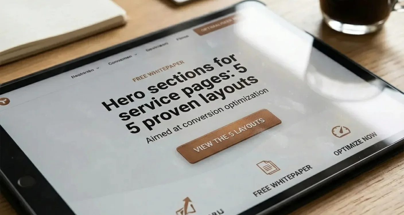 Modern web design hero sections for service pages, featuring conversion optimization with clear CTA buttons and strong headlines.
