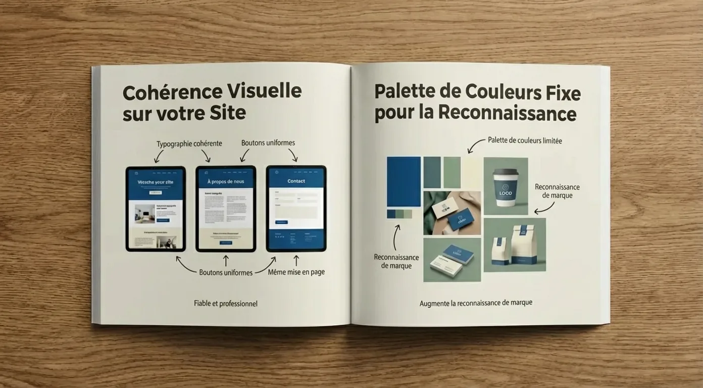 Optimisation web: importance d'une cohérence visuelle et palette de couleurs pour la confiance et la reconnaissance de marque.