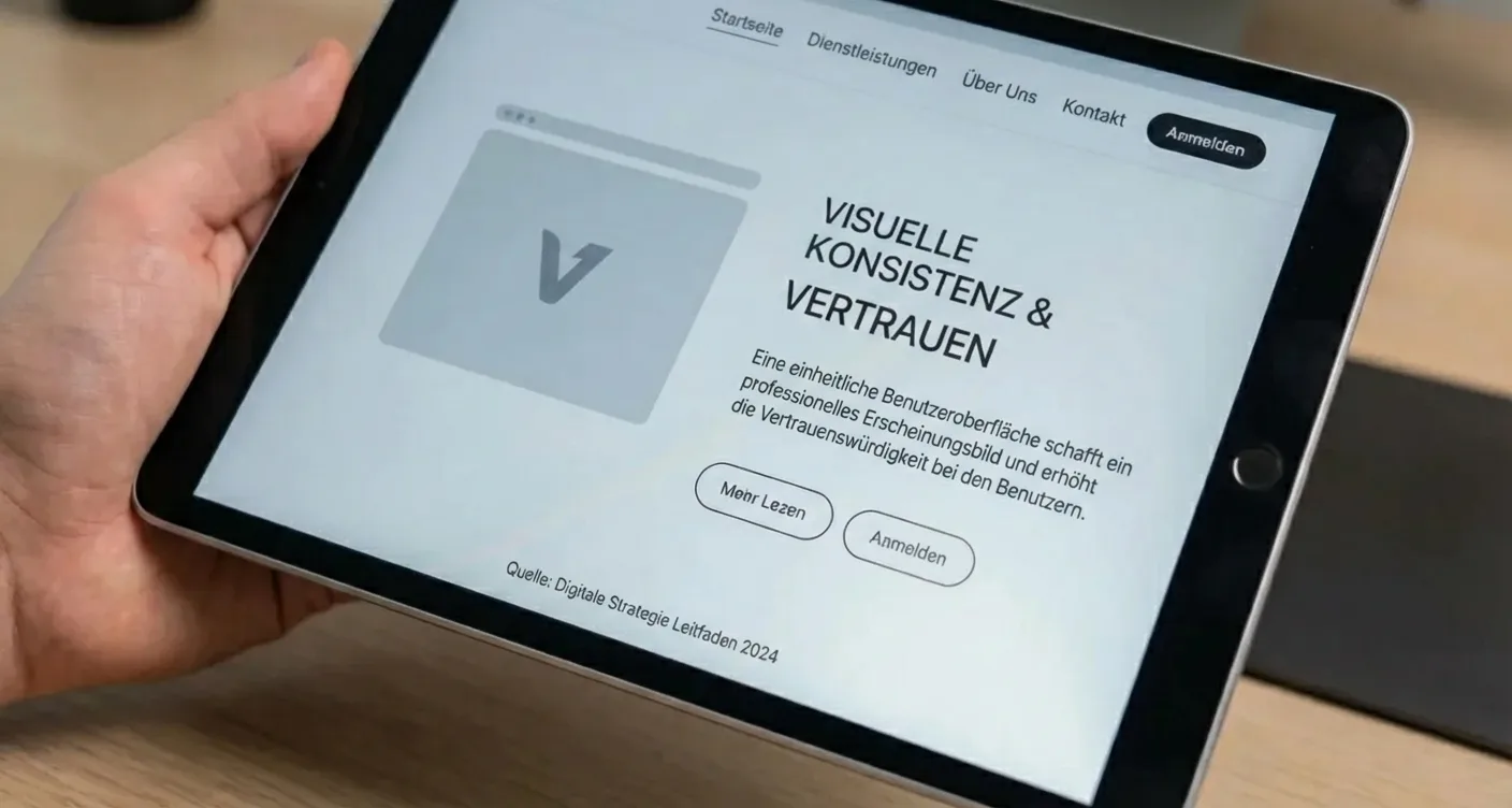 Professionelles UI Design: Konsistente Benutzeroberfläche mit einheitlichen Schaltflächen und Schriftarten fördert Vertrauen auf Ihrer Website.