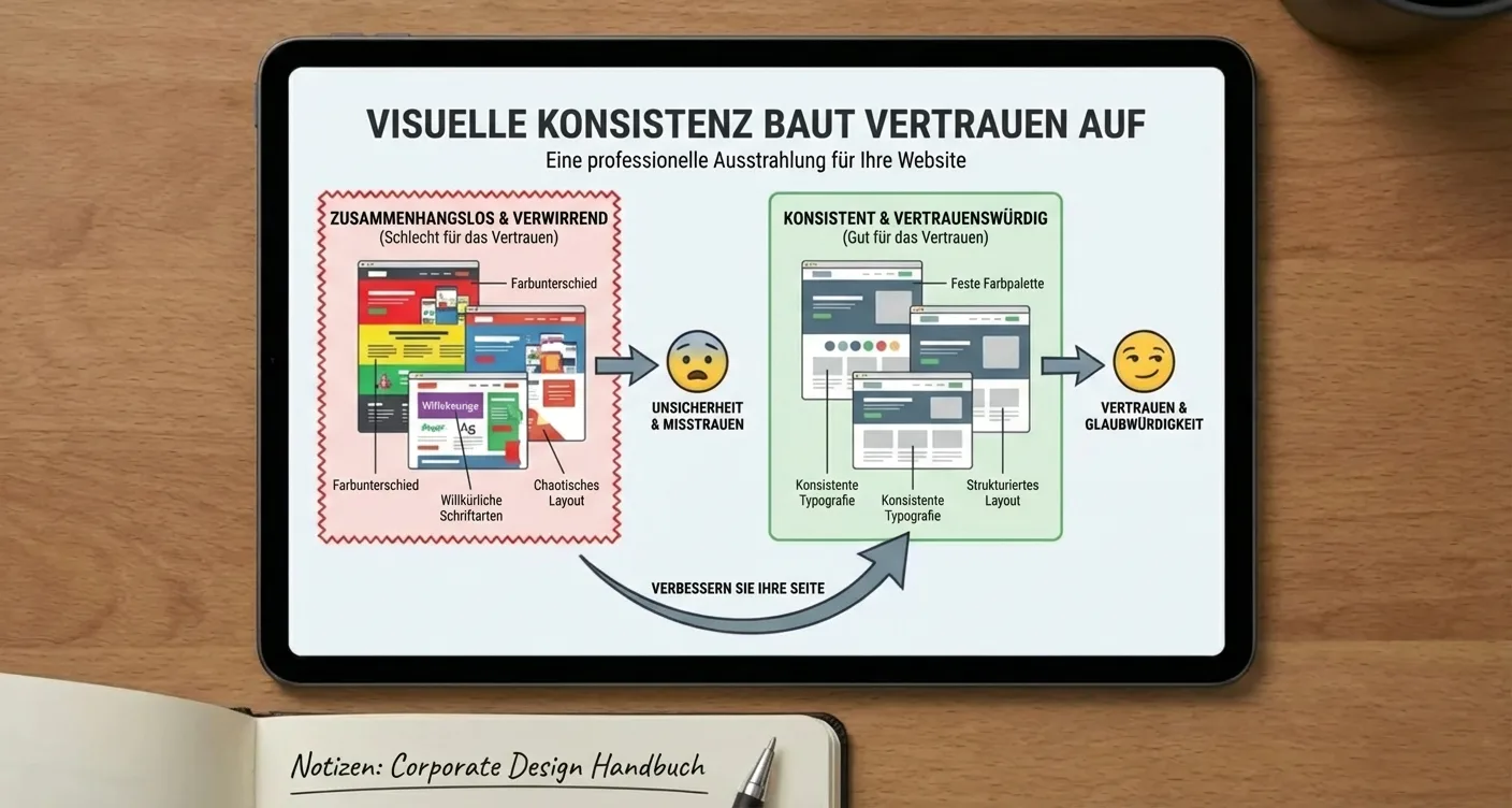 Diagramm: Einheitliches Webdesign schafft Besuchervertrauen und stärkt das Markenimage.