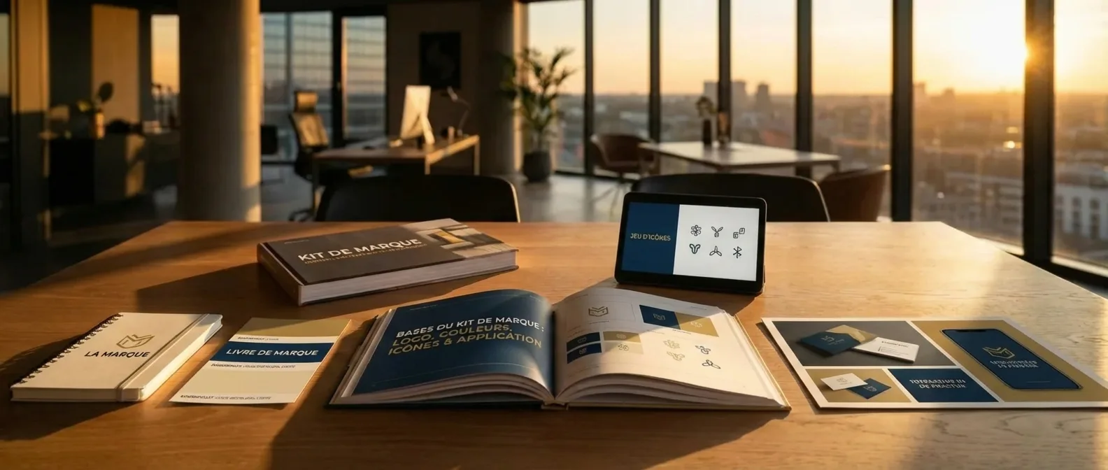 Les essentiels du kit de marque: logo, couleurs, icônes et application