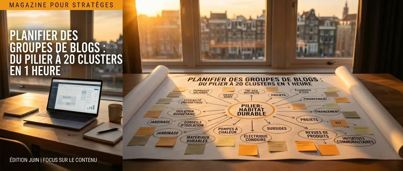 Planification des clusters de contenu: de la page pilier à 20 grappes en 1h