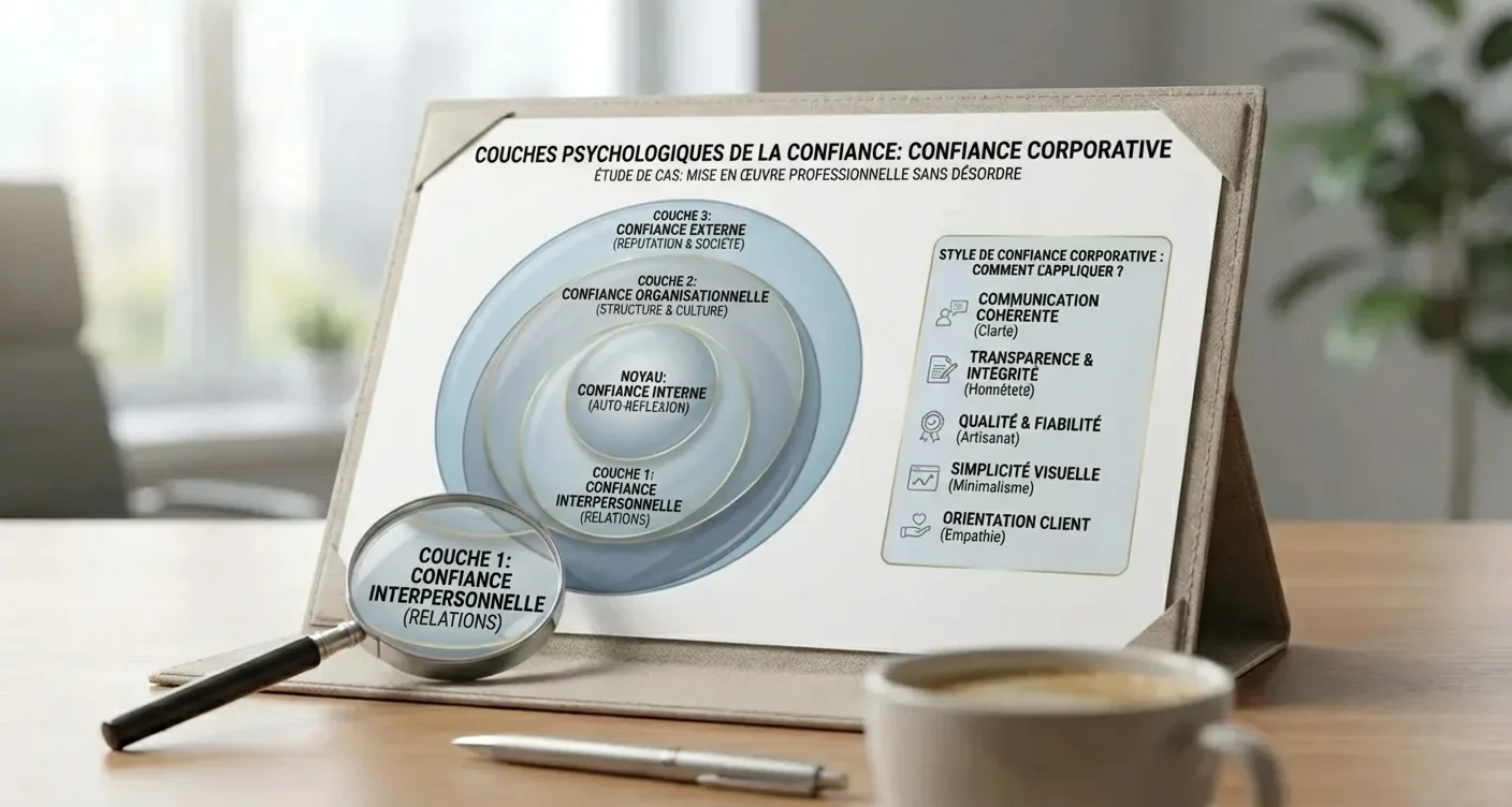 Infographie des couches psychologiques et styles de la confiance humaine.