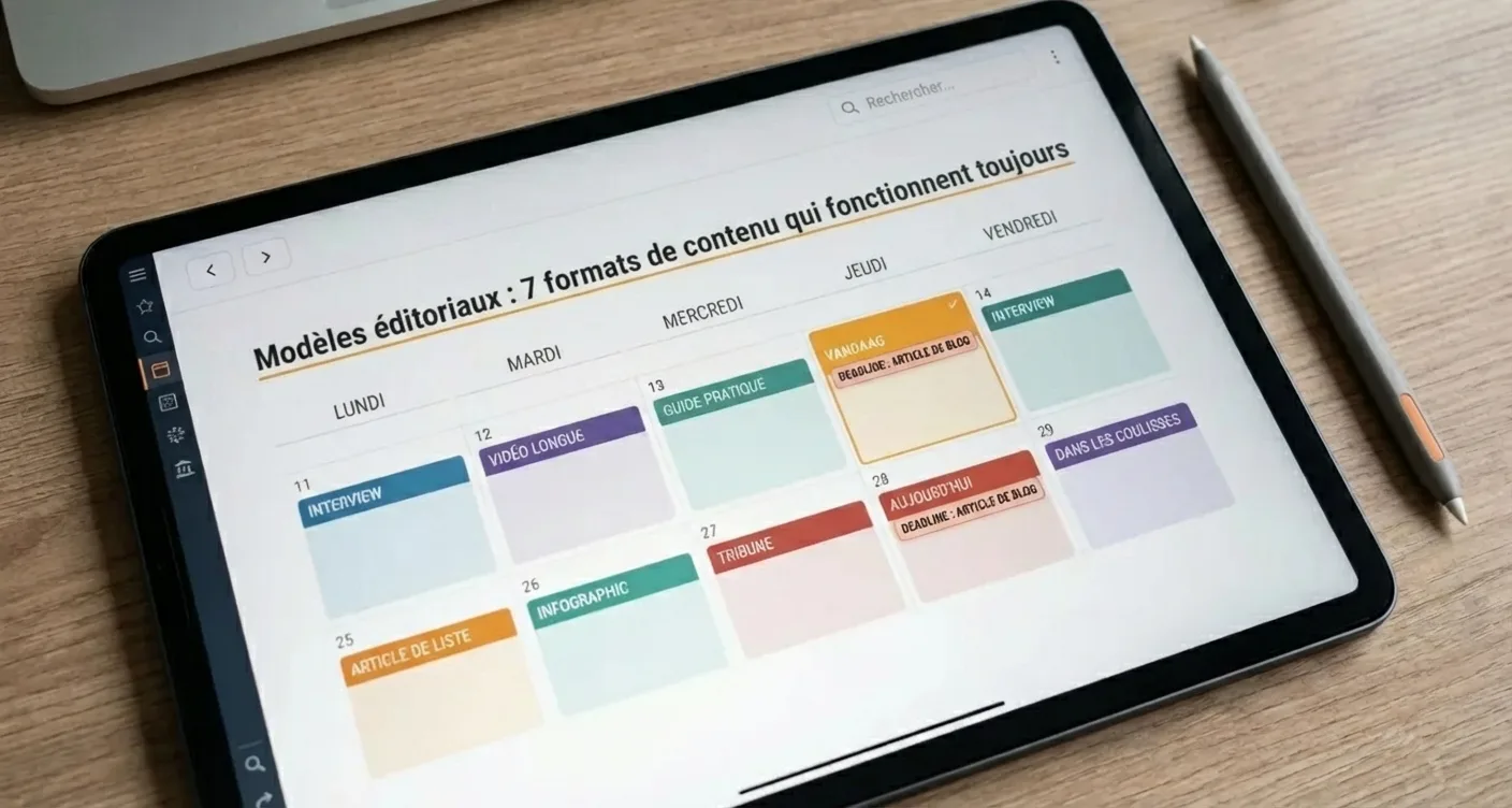 Tableau de planification numérique en gros plan, optimisé pour la gestion de projet et le suivi des tâches.