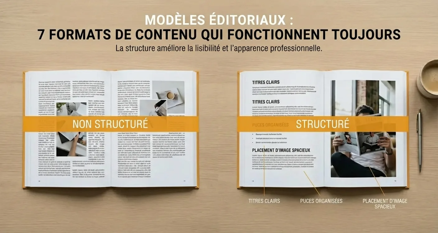 7 formats de contenu éditorial efficaces en comparaison: la structure améliore lisibilité et