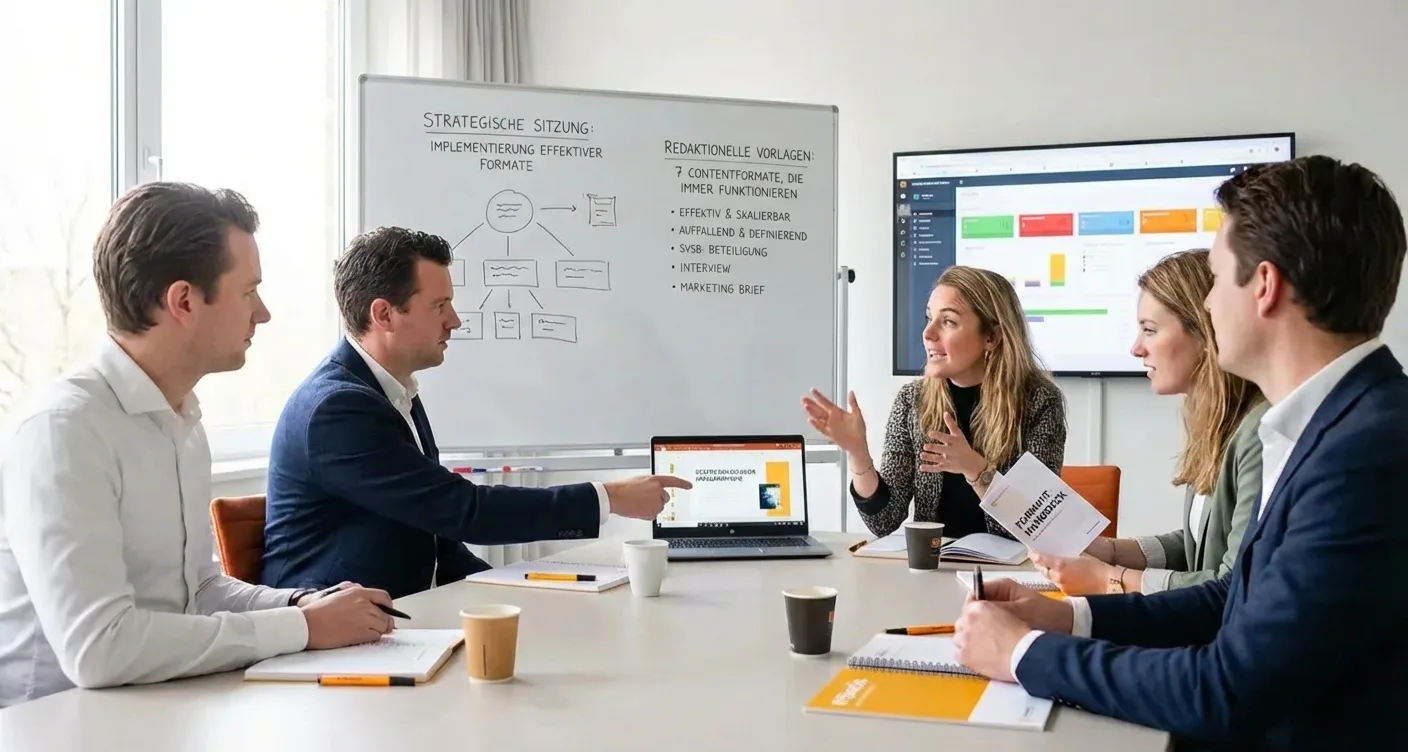 Marketingteam entwickelt Content-Marketing-Vorlagen für effektive Formate und professionelles Design.