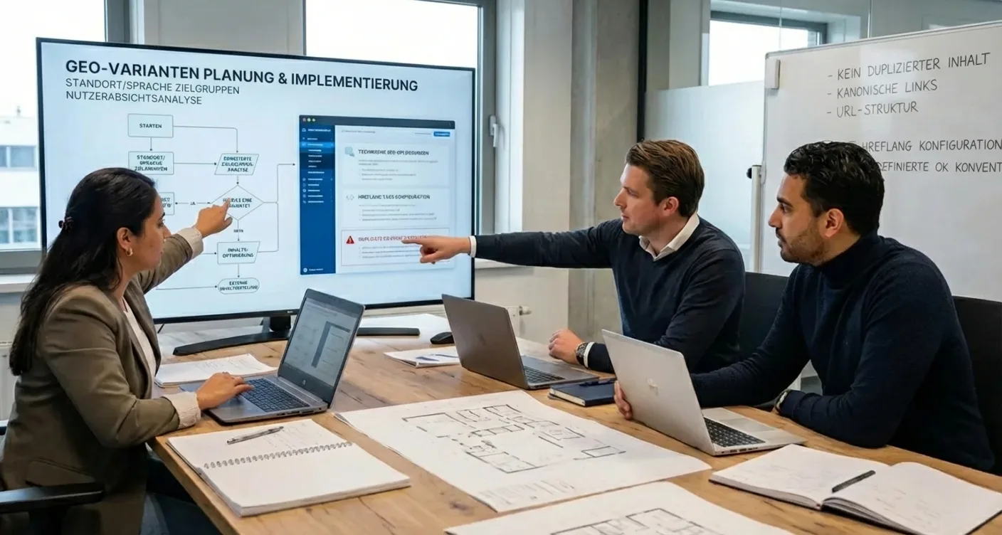 Strategische Planung von GEO-Varianten (Standort, Sprache, Suchintention) für technische SEO und Hreflang-Tags gegen Duplicate Content.