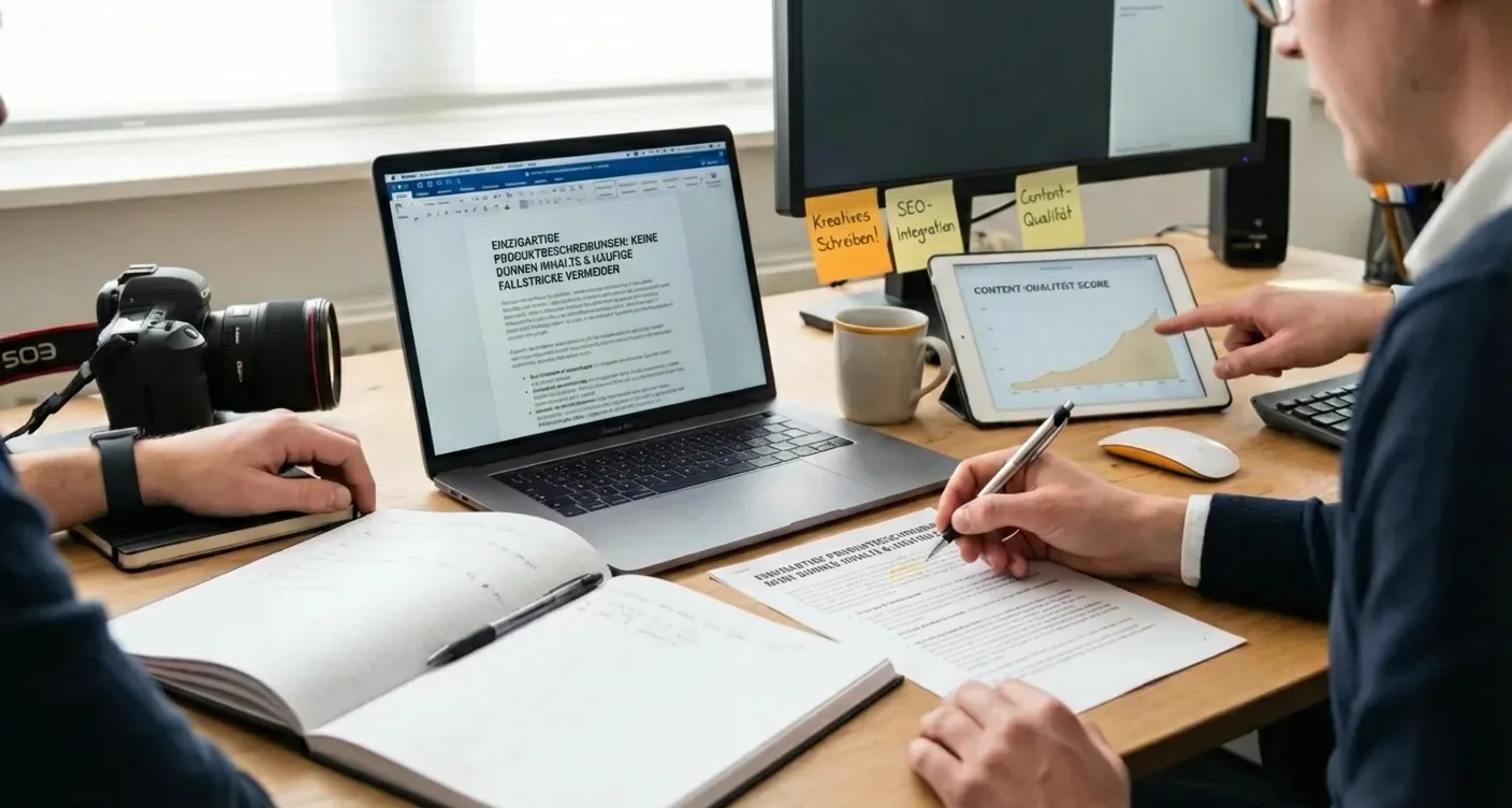 Einzigartige E-Commerce Produktbeschreibungen professionell optimieren: Thin Content vermeiden.