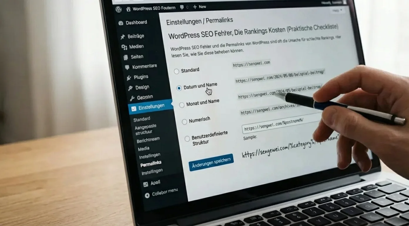 WordPress SEO: Permalink-Struktur-Fehler im Dashboard beheben für Top-Rankings. Praktische Checkliste.