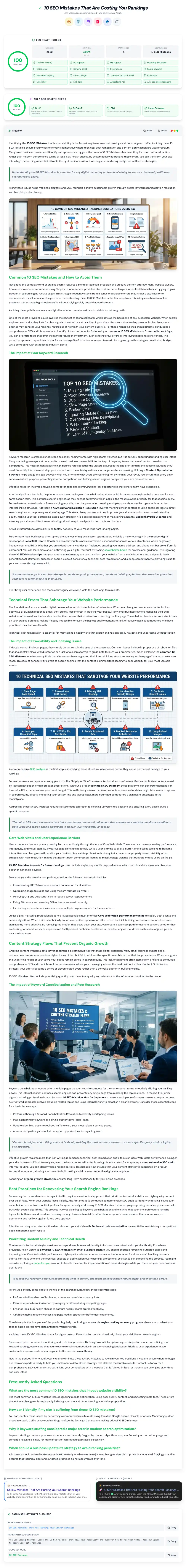 Real SEO + AIO health check of a generated blog article