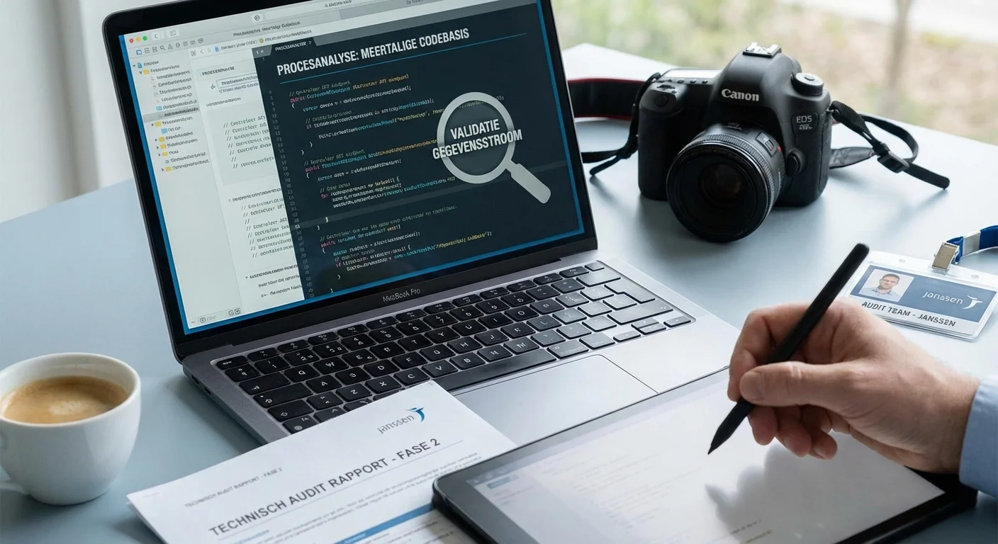 Close-up of a professional analyzing code elements on a screen during a multilingual technical SEO audit process.