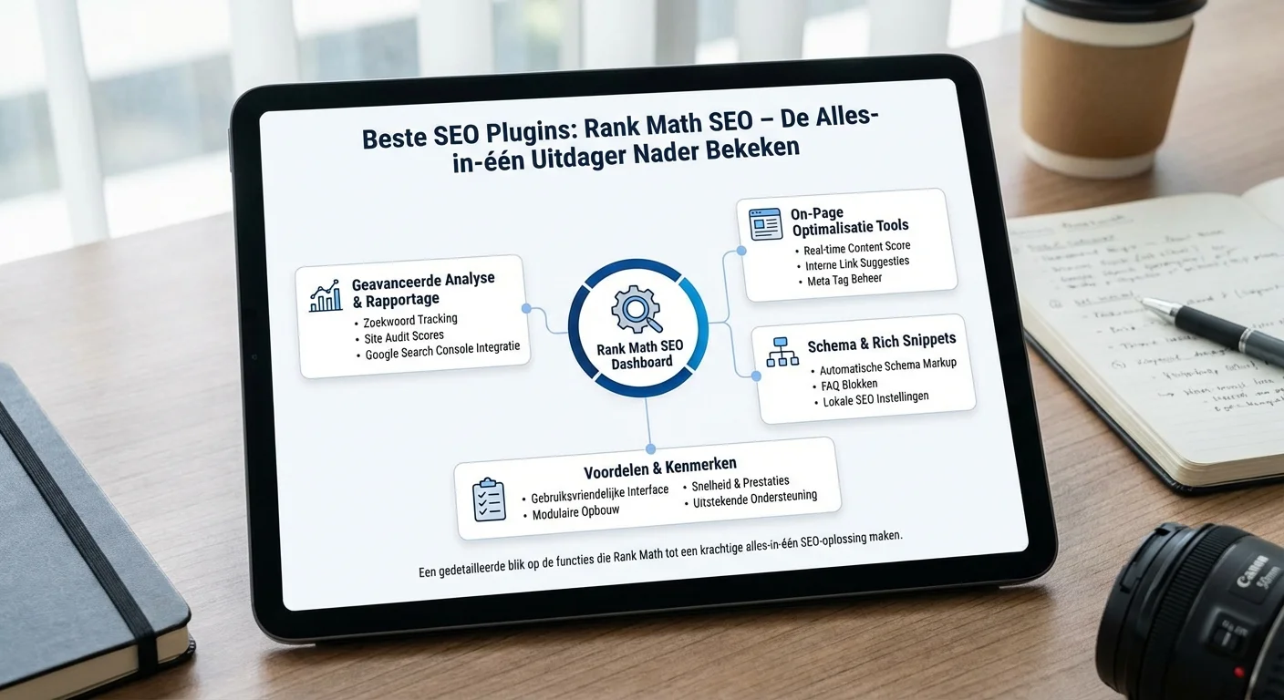 Diagram or infographic style, clear and informative of Beste SEO Plugins
