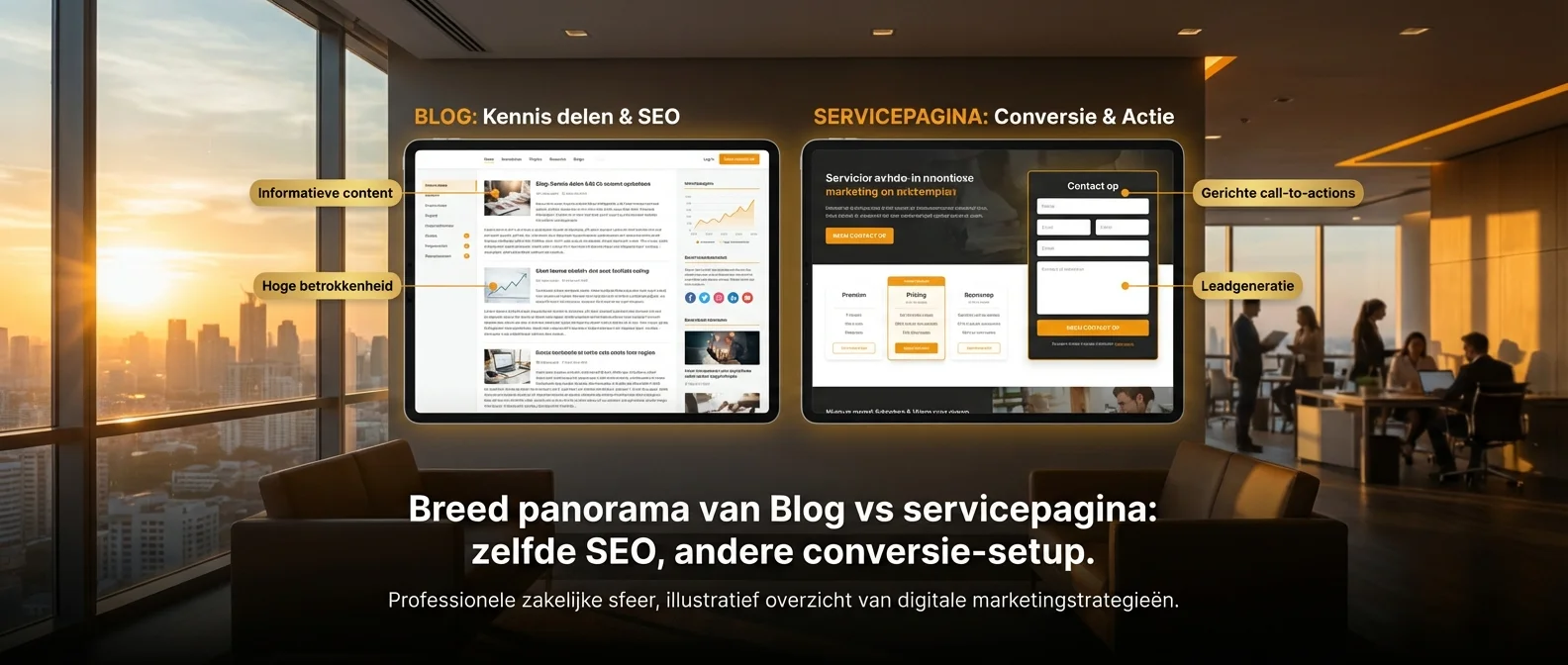 wat is het verschil tussen Blog vs servicepagina SEO conversie?