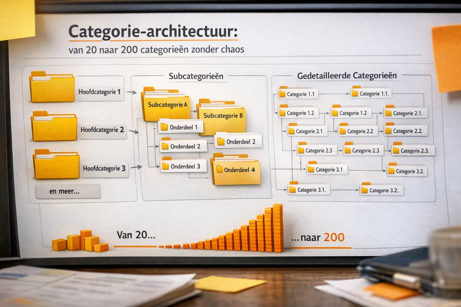 Digitale mappenstructuur die Categorie-architectuur: van 20 naar 200 categorie&euml;n zonder chaos visualiseert