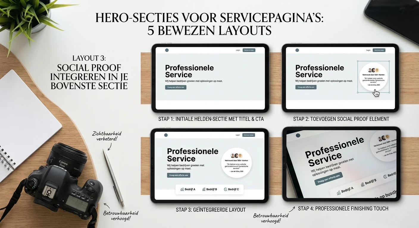 Hero-secties voor servicepagina's: 5 bewezen layouts