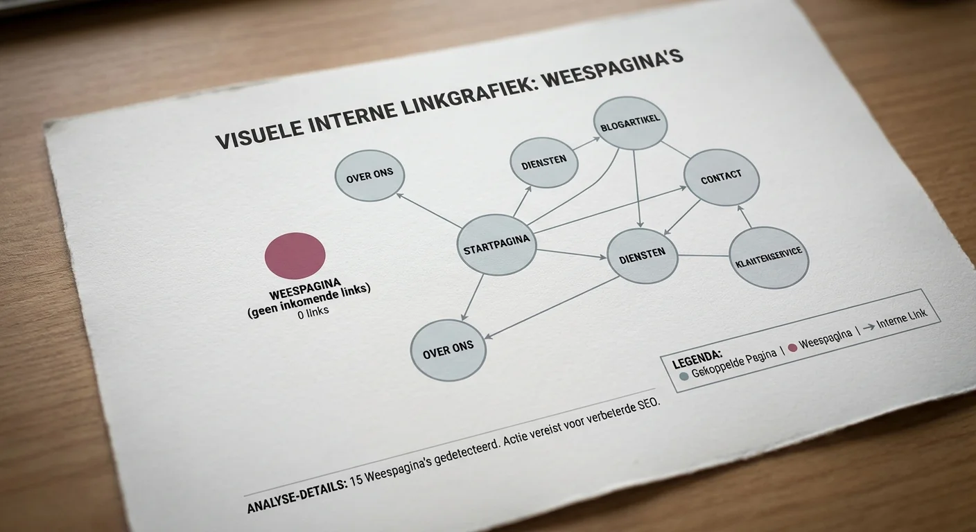 Visuele interne linkgrafiek orphan pages die de verbindingen tussen webpagina's toont