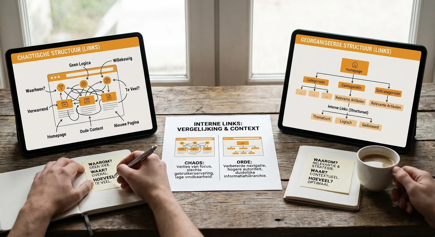 Interne links in content: waar, hoeveel, en waarom bij een chaotische versus een georganiseerde sitestructuur