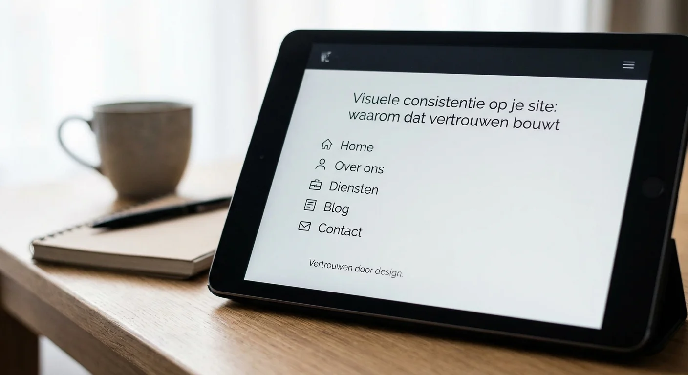 Overzichtelijk navigatiemenu met Visuele consistentie op je site: waarom dat vertrouwen bouwt, minimalistisch design met duidelijke typografie
